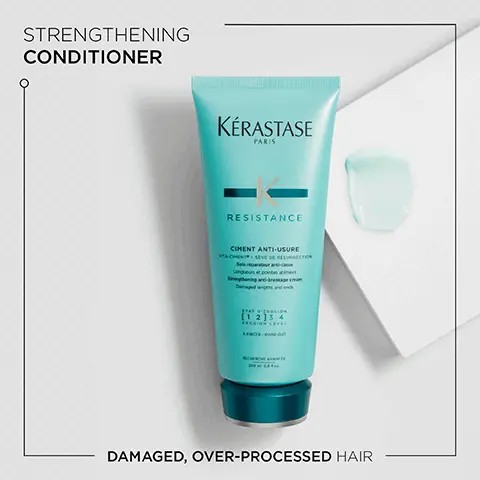 Image 1, Conditioning conditioner, damaged, over-processed hair. Image 2, Fore Architecture, Formulated to cleanse and fortify damaged hair at erosion levels 1-2, utilising a vita-ciment complex and hair is left soft, sleek and protected. Image 3, Vita-Ciment ingredient. Image 4, Resistance, Hovig Etoyan/global professional ambassador- In the quest for our desired style: hair strength and condition can be affected by heat styling and chemical processing. Resistance has a product suitable for all types of damaged hair so makes it my go-to clients seeking stronger looking hair.