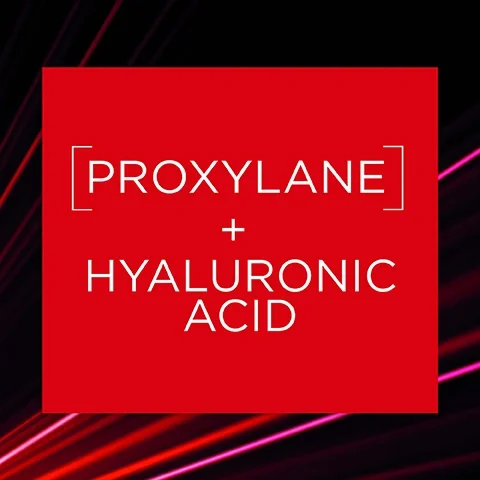 Image 2 - A bold red square with the text PROXYLANE + HYALURONIC ACID in white font.