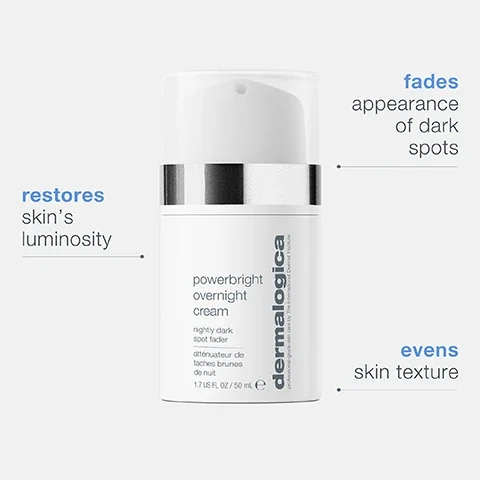 restores skins luminosity. fades appearance of dark spots. evens skin texture.