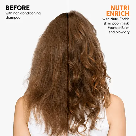 Image 1, BEFORE with non-conditioning shampoo NUTRI ENRICH with Nutri-Enrich shampoo, mask, Wonder Balm and blow dry Image 2, INVIOU WELLA PROFESSIONALS NUTRI ENRICH WARMING EXPRESS MASK MASCARILLA EXPRES CON EFECTO CALOR MÁSCARA WARMING EXPRESS with Almond and Apricot Extract softness suavidade DRY OR STRESSED HAIR 150 ml e INSTANT DEEP NOURISHMENT Image 3, INVIGO 150e WELLA NUTRI ENRICH WELLA NUTRI ENRICH MASCARACCONTO CALOR MASCARA WARMING EXPRESS 150 ml NEW DESIGN SAME GREAT FORMULA Image 4, DEEP NOURISHMENT SMOOTHNESS SHINE VIUU WELLA PROFESSIONALS NUTRI ENRICH WARMING EXPRESS MASK MASCARILLA EXPRES CON EFECTO CALOR MÁSCARA WARMING EXPRESS with Almond and Apricot Extract softness suavidad suavidade DRY OR STRESSED HAIR 150 ml e Image 5, BEFORE with non-conditioning shampoo NUTRI ENRICH with Nutri-Enrich shampoo, mask, Wonder Balm and blow dry