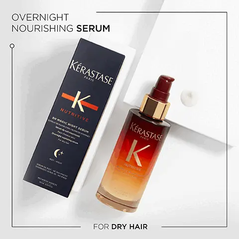 Image 1, overnight nourishing serum for dry hair. Image 2, nutritive = nourishing care for dry sensitied hair. highly concentrated gluco active and exceptional iris rhizome extract. hair is left soft and smooth to the touch with a healthy shine. Image 3, glucids, iris rhizome extract, lipids. Image 4, hovig etoyan, global professional ambassador says, dry hair can be a challenge for a hairdresser. luckily nutritive delivers nutrition deep into the hair shaft to keep it shiny and manageable. lifesaving.