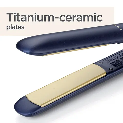 Image 1, Titanium-ceramic plates. Image 2, curved design. Image 3, worldwide use. Image 4, 3 digital heat settings