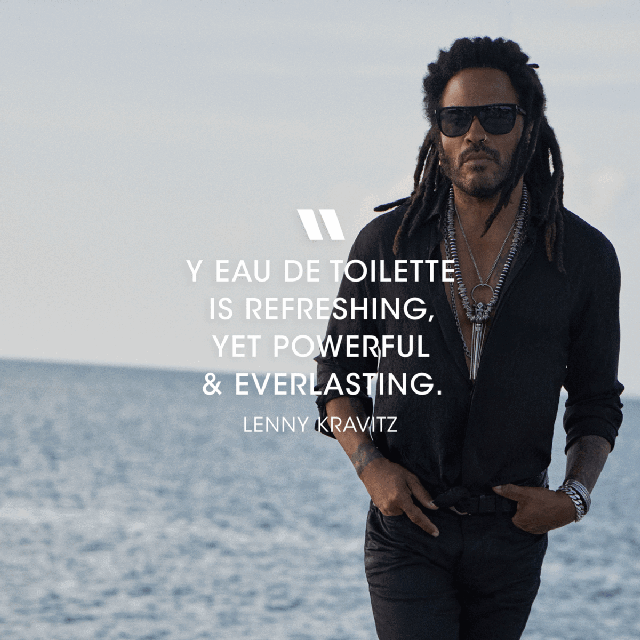 Image 1, Y eau de toilette is freshing yet powerful and everlasting - Lenny Kravitz. Image 2, the range