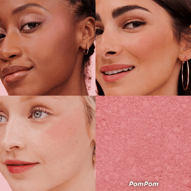 PomPom shade. Swatches of all shades. Product benefits