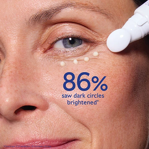 Image 1 - A close-up image of a woman applying a skincare product under her eye, with visible cream dots near her lower eyelid, accompanied by the text 86% saw dark circles brightened.
Image 2 - A skincare product tube with a cream being dispensed on a surface, surrounded by dark purple grapes, featuring text that reads: Vinifera 62x more effective than vitamin C* Corrects dark/brown dark circles Niacinamide Evens the eye contour Caffeine Corrects blue/purple dark circles.
Image 3 - The image shows four close-up views of eyes with various types of dark circles labeled as Dark, Brown, Blue, and Purple, with the text Corrects all types of dark circles displayed at the top.
Image 4 - A tube of eye cream with a ceramic applicator tip showing a dollop of cream on top, with text stating Cooling and draining ceramic tip, Maximises the effect on dark circles, and Visibly awakens the eyes.
Image 5 - Image shows a side-by-side comparison of a persons eyes before and after using Vinoperfect Eye Cream for 56 days, with the left showing darker circles and the right showing brighter skin; there is visible text stating 86% saw dark circles brightened and Untouched results after using Vinoperfect Eye Cream 2X a day for 2 months.
Image 6 - Image shows three tubes of eye cream labeled Premier Cru, Resveratrol-Lift, and Vinoperfect against a light blue background, with the question Which Eye Cream suits your eye contour? above them; visible text also includes Puffiness, dark circles, wrinkles for Premier Cru, Anti-puffiness, eyelid-firming for Resveratrol-Lift, and All types of dark circles for Vinoperfect.
Image 7 - A display of several skincare products from Caudalie, including a concentrated brightening glycolic essence, brightening eye cream, glycolic peel mask, brightening micropeel foam, brightening dark spot serum, dark spot niacinamide moisturizer, and dark spot correcting night cream, with their names and descriptions visible.