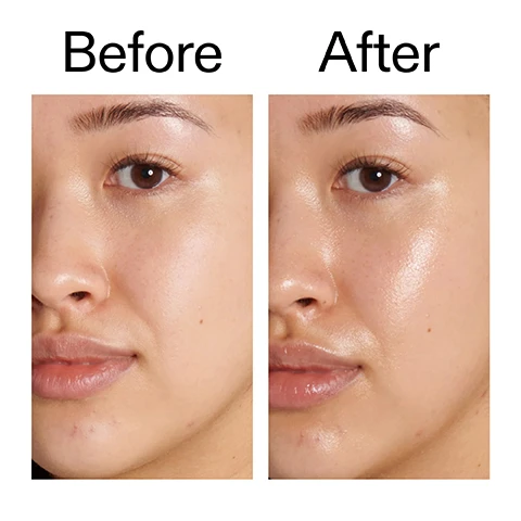 Image 1 - A split image showing the right side of a persons face before and after a treatment, with the Before image showing natural skin and the After image showing visibly more glowing, hydrated skin. Visible text: Before After. Image 2 - A woman smiles while applying a white cream to her cheek, above the text Clinically proven to deliver instant hydration* *2-week independent consumer trial of 66 people. Image 3 - A woman smiles while applying a white cream to her cheek, next to text that reads: Clinically proven to deliver instant hydration*, 97% said it looked invisible on their skin tone**, 90% agree skin feels primed for makeup**, *2-week independent consumer trial of 66 people, **Independent clinical study of 10 people. Image 4 - A close-up of a persons face with dewy skin and freckles, showing their right eye, nose, and mouth, with braided hair visible on the left, next to the text Why we love it, Dewy, non-greasy finish, Hydrates and protects in one step, No white cast, perfect primer for makeup. Image 5 - A light gray background with a subtle white cream swirl on the right, listing product benefits and ingredients. The text reads: Why it works, Broad-Spectrum SPF 30, UVA AND UVB FILTERS TO HELP PROTECT AGAINST SUN DAMAGE, Polyglutamic Acid, HYDRATES AND LOCKS IN MOISTURE, Squalane, SOOTHES, HYDRATES AND SUPPORTS THE SKIN BARRIER. Image 6 - A hand holds a dollop of white cream on a finger, next to text that reads: How to use USE AM. 3 FINGER-LENGTHS, OR 3/4 OF A TEASPOON. APPLY ON FACE AND NECK, AT LEAST 15 MINUTES BEFORE SUN EXPOSURE. REAPPLY EVERY 2 HOURS. Image 7 - A close-up of white cream or lotion spread on a surface with swirls and ridges, alongside text that reads How to layer your routine, followed by a numbered list: 1 CLEANSE, 2 HYDRATE, 3 TREAT, 4 MOISTURISE, 5 SPF.