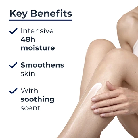 Image 1 - A person applying lotion to their leg, with text on the left listing key benefits: Intensive 48h moisture, Smoothens skin, With soothing scent.
Image 2 - A person holding a bottle of Eucerin UreaRepair 5% Urea Moisturizing Lotion with text on the right side that reads Dry, rough skin, Moisturising, and For body.
Image 3 - A smear of white cream with labels indicating ingredients: 5% Urea, Ceramides, and Natural Moisturisers.
Image 4 - A blue background with light rays at the top, featuring the text Consumers confirm 100% dry skin relief followed by a footnote about the product in use study with 171 women aged between 25 and 73.
Image 5 - Three Eucerin Urea Repair products are displayed in a row: a shower gel on the left, a 5% lotion in the center, and a foot cream on the right, with the text Recommended Routine above them.