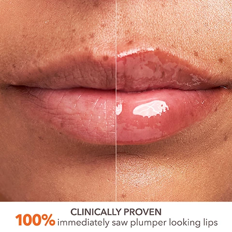 Image 1, clinically proven, 100% immediately saw plumper looking lips. image 2, 2 times lip volume. based on a clinical study of 25 subjects as compared to bare lips. image 3, clinically proven, 100% immediately saw enhanced lip colour. image 4, clinically proven 96% immediately saw improvement in chapped lips. image 5, clinical proof, 100% immediately saw plumper looking lips. 100% immediately saw enhanced lip colour. 88% said they would replace their lip filler with this product. image 6, this is a powerful plumper. stay within the lines. image 7, tips for lips. wear alone, layer with favourite lip liner. layer with favourite lipstick. image 8, all lips are unique you may or may not feel a tingling sensation