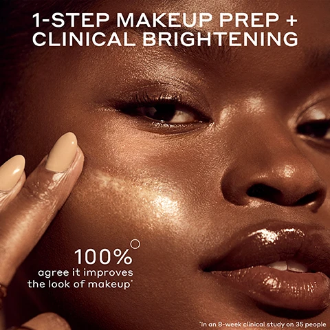 Image 1 - A close-up shows a person with radiant dark skin and glossy lips, with a hand applying a product to their cheek, beside text that reads 1-STEP MAKEUP PREP + CLINICAL BRIGHTENING, and 100% agree it improves the look of makeup *in an 8-week clinical study on 35 people. Image 10 - An image shows two Olehenriksen skincare jars, an orange jar of Banana Bright+ Eye Crème stacked on top of a larger open gold jar of Banana Bright+ Instant Glow Moisturizer revealing the cream inside, with accompanying text that reads GLOW EVEN BRIGHTER, THE PERFECT PAIR FOR LUMINOUS, MAKEUP-READY SKIN, 01 / FOR YOUR FACE BANANA BRIGHT+ MOISTURIZER Hydrate, illuminate + prep for makeup, 02 / FOR YOUR UNDEREYES BANANA BRIGHT+ EYE CRÈME Brighten dark circles + improve concealer wear, along with product label text on the orange jar stating OLEHENRIKSEN TRUTH Banana Bright+ Eye Crème Gold-complexed vitamin C & collagen Vitamine C gold et collagène, and on the gold jar OLEHENRIKSEN TRUTH Banana Bright+ Instant Glow Moisturizer. Image 2 - A jar of Ole Henriksen Banana Bright+ Instant Glow Moisturizer with a white lid and yellow-orange base, topped with sliced oranges and dripping golden liquid, against a peach background, with text that reads OLEHENRIKSEN TRUTH Banana Bright+ Instant Glow Moisturizer Gold-complexed vitamin C & niacinamide Vitamine C gold et niacinamide, and surrounding text stating 100% agree it improves the look of makeup*, Plumps skin with 24-hour hydration, Instantly brightens, 30% brighter skin over time*, and *In an 8-week clinical study on 35 people. Image 3 - A split image shows a womans face, with the left side displaying her natural skin with freckles and the right side showing her face with smoother, even-toned makeup, accompanied by the text BEFORE, WITH MAKEUP, Study participant pictured *in an 8-week clinical study on 35 people, and 100% AGREE IT IMPROVES THE LOOK OF MAKEUP*. Image 4 - A split image of a persons face shows a before and after comparison, with the left side labeled BEFORE featuring a matte complexion and the right side labeled INSTANT displaying brighter, glowing, and hydrated skin, accompanied by the text INSTANTLY BRIGHTENS* and fine print Study participant pictured *in an 8-week clinical study on 35 people. Image 5 - A split image shows a persons face before and after 8 weeks, with the right side showing noticeably brighter skin, and visible text that reads BEFORE, 8 WEEKS, 30% BRIGHTER SKIN OVERTIME*, and Study participant pictured *In an 8-week clinical study on 35 people. Image 6 - An infographic on a peach background displays four sections, each with a circular visual icon and descriptive text: KEY INGREDIENTS. ENHANCES BRIGHTNESS + ELASTICITY with gold-complexed Vitamin C, INSTANTLY ILLUMINATES with light-reflecting banana powder-inspired pigments, REDUCES THE APPEARANCE OF DARK SPOTS with niacinamide, DELIVERS INSTANT + LASTING HYDRATION with hyaluronic + polyglutamic acids. Image 7 - A close-up of a persons face with eyes closed, showing a hand applying a light cream to the cheek, with overlaid text that reads: LIGHTWEIGHT + CREAMY, FAST-ABSORBING, INSTANT LUMINOUS FINISH, NATURALLY-DERIVED CITRUS SCENT. Image 8 - The image presents THE GLOW CYCLE skincare guide, titled BRIGHTEN. STRENGTHEN. RENEW. REPEAT. UNLOCK YOUR BEST SKIN, divided into two parts: the MORNING ROUTINE, depicted with a yellow sun graphic and three orange Ole Henriksen products, which lists 01/ BRIGHTEN Vitamin C Serum, 02/ HYDRATE Vitamin C Moisturizer, and 03/ ILLUMINATE Vitamin C Eye Cream; the NIGHT ROUTINE, depicted with a blue crescent moon graphic and two purple Ole Henriksen products, which lists 01/ RENEW Exfoliating Toner, and 02/ STRENGTHEN Peptide Moisturizer. Image 9 - The image presents a grid comparison of three Ole Henriksen moisturizers, titled MEET OUR MOISTURIZERS: first, Banana Bright+ Instant Glow Moisturizer with a sun icon, shown in a yellow jar labeled OLEHENRIKSEN Truth Banana Bright+ Instant Glow Moisturizer Gold-complexed vitamin C & niacinamide vitamine C, gold et niacinamide, with key ingredients Gold-complexed vitamin C + banana powder-inspired pigments, and the benefit Brightens + preps skin for makeup; second, Strength Trainer Peptide Boost Moisturizer with a sun and moon icon, shown in a purple jar labeled OLEHENRIKSEN Strength Strength Trainer Peptide Boost Moisturizer vegan peptides, ceramides & collagen peptides, ceramides et collagène végétalien, with key ingredients Peptides + ceramides, and the benefit Strengthens + boosts elasticity; third, Dewtopia 5% AHA Firming Night Crème with a moon icon, shown in a light yellow jar labeled OLEHENRIKSEN Transform Dewtopia 5% Acid Firming Night Crème AHAs & Edelweiss cell cultures AHAs et cultures de cellules dedelweiss, with key ingredients AHAs + Edelweiss stem cell, and the benefit Retexturizes + firms.