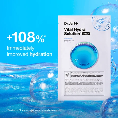 image 1, +108% immediately improved hydration. testing on 32 women after using the product once. image 2, suitable for post treatment skin. shown to be safe for use following intense pulsed light IPL treatment in 1 week clinical usage test. image 3, panelists individual results after 15 minutes individual results may vary. vital hydra solution, before and after on dry and dull skin. image 4, pentavitin helps strengthen skin barrier. hyaluronic acid attracts and holds onto moisture. SJC CG supports water channels in skin for better moisture absorption.