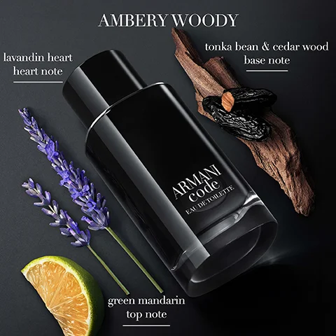 ambery woody. lavandin heart heart note. tonka bean and cedarwood base not. green mandarin top note.