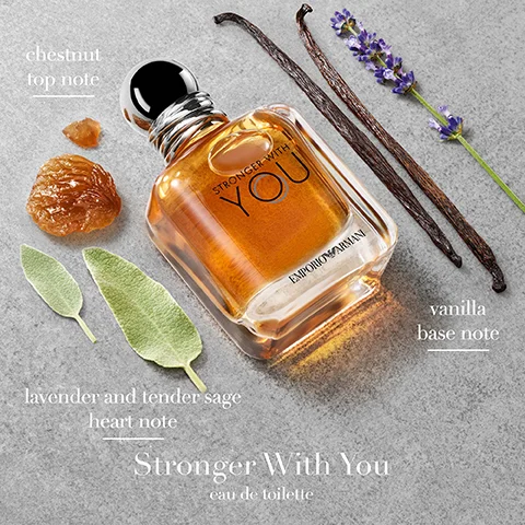 chestnut top note. vanilla base note. lavender and tender sage heart note. stronger with you eau de toilette.