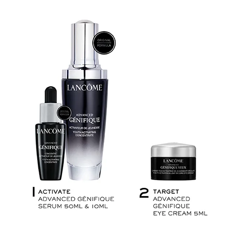 ORIGINAL FORMULA LANCÔME LANCOME ADVANCED GÉNIFIQU ADVANCED GÉNIFIQUE ACTATEUR DE JEUNESSE YOUTH ACTATING CONCENTRATE LANCOME GENIFIQUE YEUX ACTIVATE ADVANCED GÉNIFIQUE SERUM 50ML & IOML 2 TARGET ADVANCED GENIFIQUE EYE CREAM 5ML