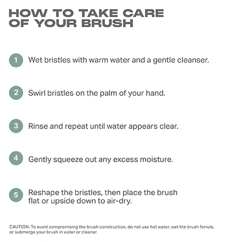 Image 3 - An instructional graphic titled HOW TO TAKE CARE OF YOUR BRUSH includes five numbered steps for brush maintenance, stating: 1 Wet bristles with warm water and a gentle cleanser. 2 Swirl bristles on the palm of your hand. 3 Rinse and repeat until water appears clear. 4 Gently squeeze out any excess moisture. 5 Reshape the bristles, then place the brush flat or upside down to air-dry. At the bottom, there is a cautionary note advising against the use of hot water or submerging the brush in water or cleaner.
Image 4 - Image of an angled blush brush with soft, fluffy bristles and a white handle, alongside text detailing the product name, best uses, brush density, compatible products, and application techniques, including M201, Best For: Soft, flushed cheeks, Brush Density: Fluffy, Use With: Powders, Creams, Liquids, Techniques: Sweeping, Tapping.
Image 5 - Top and side views of an angled powder blush brush with a soft, dense bristle head, measurements showing 43mm for the top view and 193mm for the side view, labeled with M201 and the brand name Morphe.
Image 6 - A close-up image of a makeup brush with a thick, soft bristle head, accompanied by text stating BEST-IN-BRUSH BENEFITS, Bristles infused with silver ion technology, known to have antibacterial benefits, Engineered to hold up to your daily routine, Designed with pro-perfectted brush heads.
Image 7 - Alt text generation failed