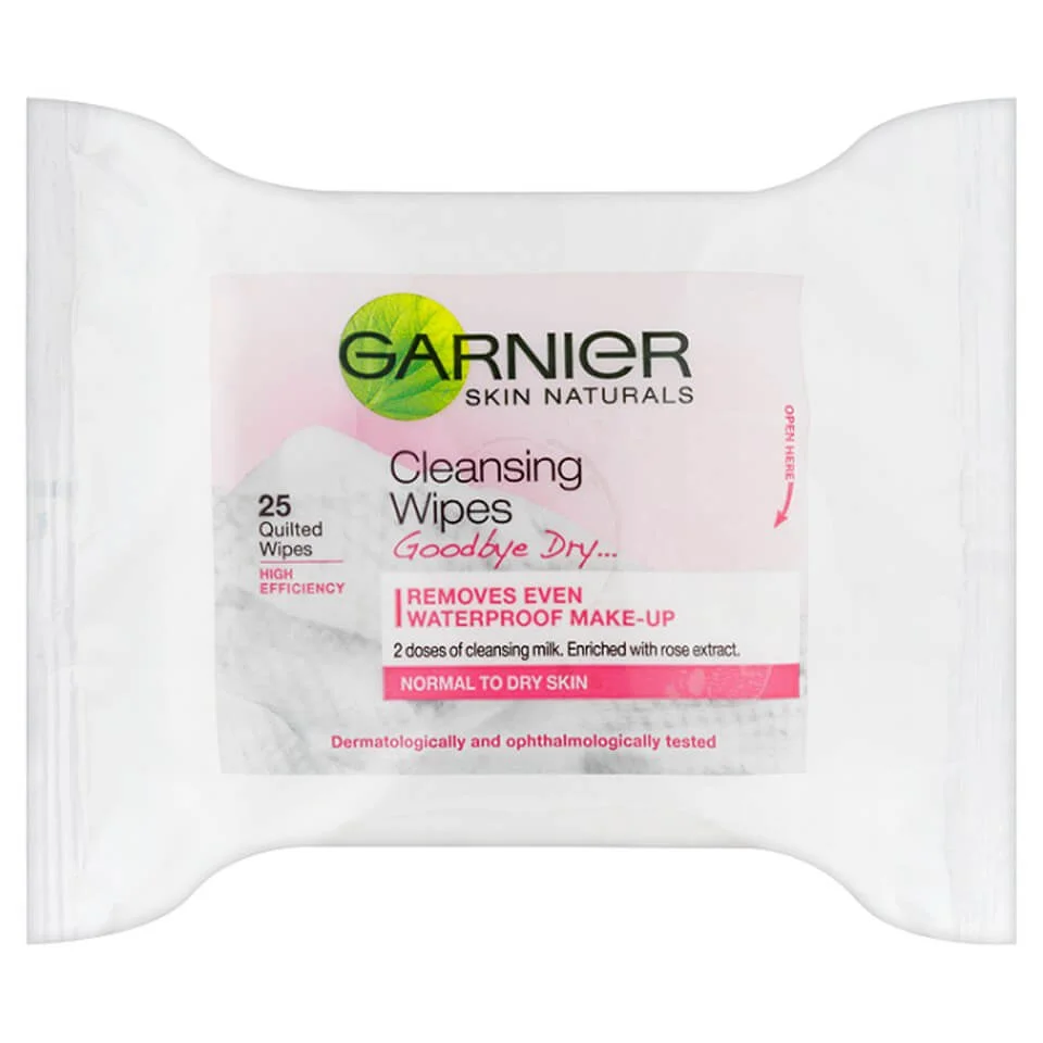 Garnier Skin Naturals Cleansing Wipes (25 Quilted Wipes) Image 1