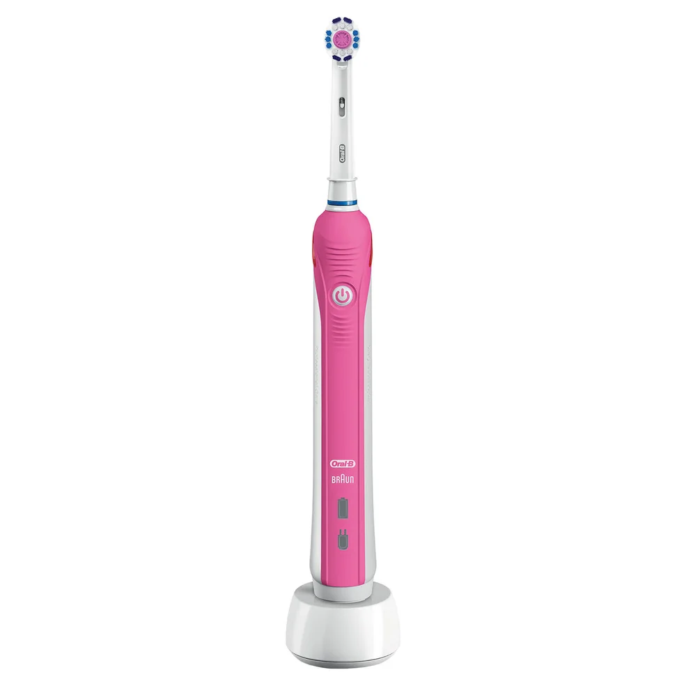 Oral B Pro 2 3D White Power Handle Electric Toothbrush - Pink Image 1