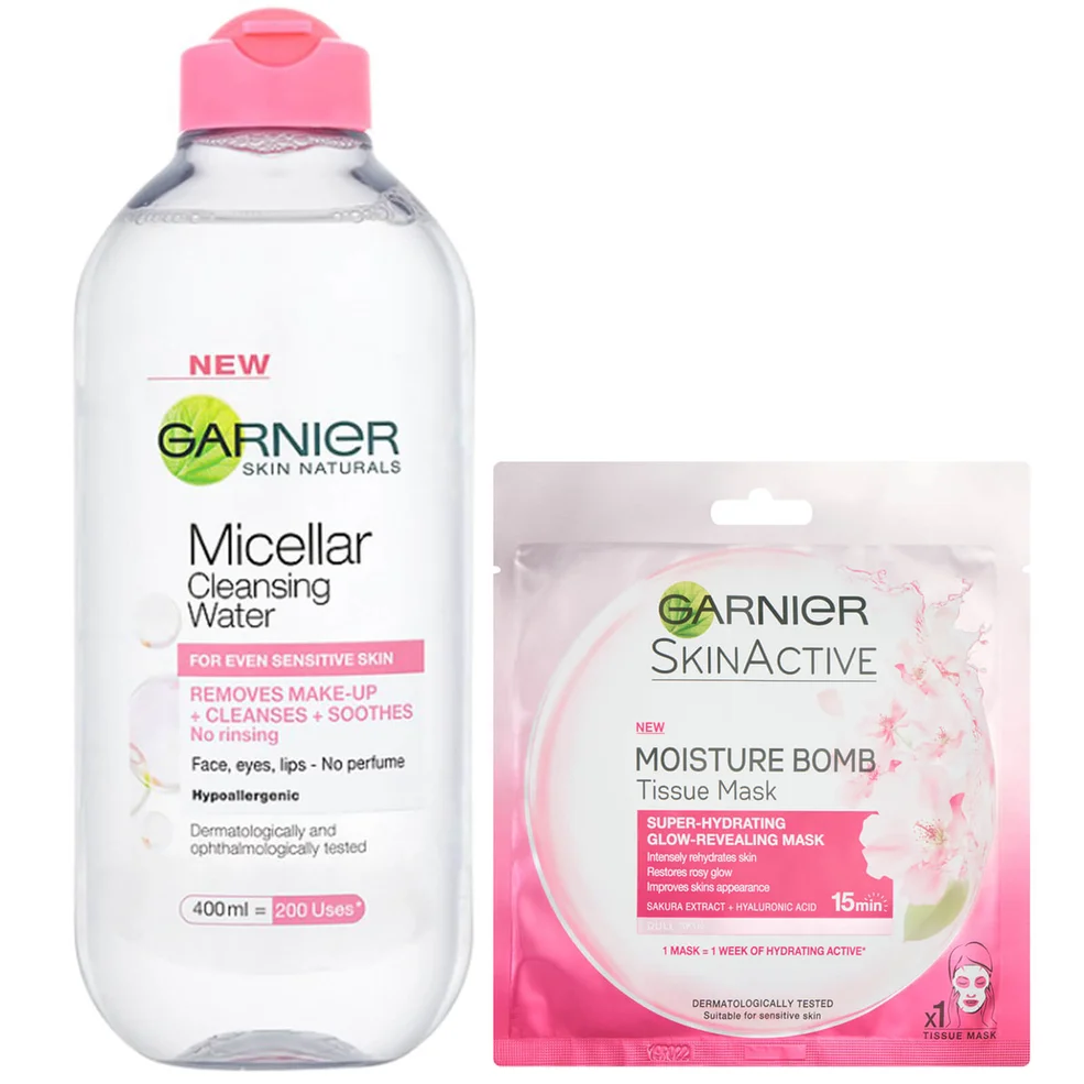 Garnier Micellar Water Sensitive Skin and Hydrating Moisture Bomb Face Sheet Mask Kit Exclusive Image 1
