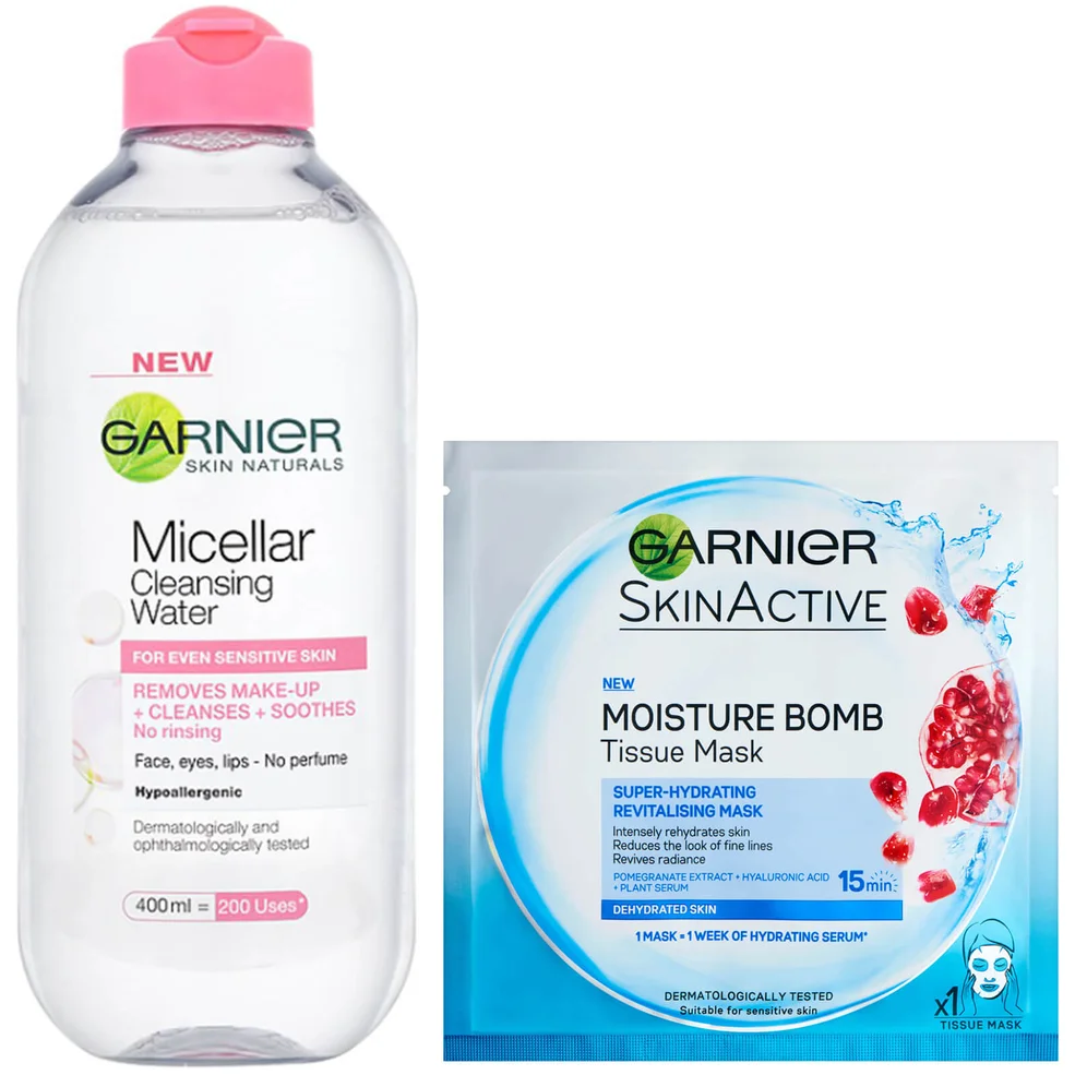 Garnier Micellar Water Sensitive Skin and Hydrating Face Sheet Mask for Dehydrated Skin Kit Exclusive Image 1