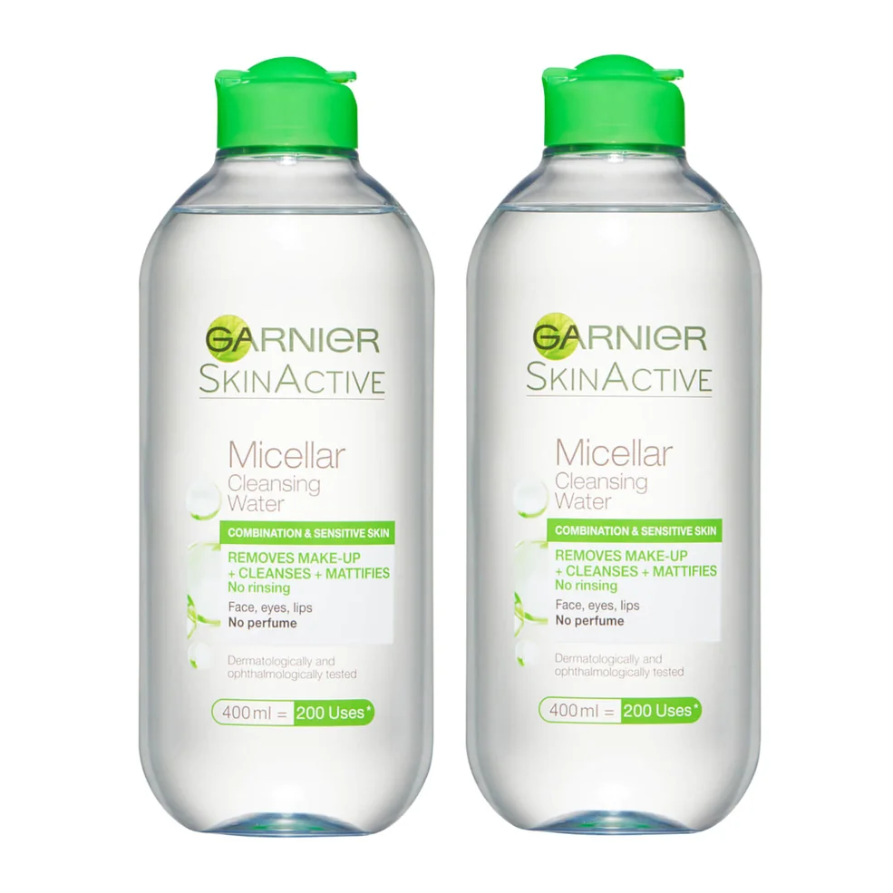 Garnier Micellar Water Facial Cleanser Combination Skin 400ml Duo Pack Image 1