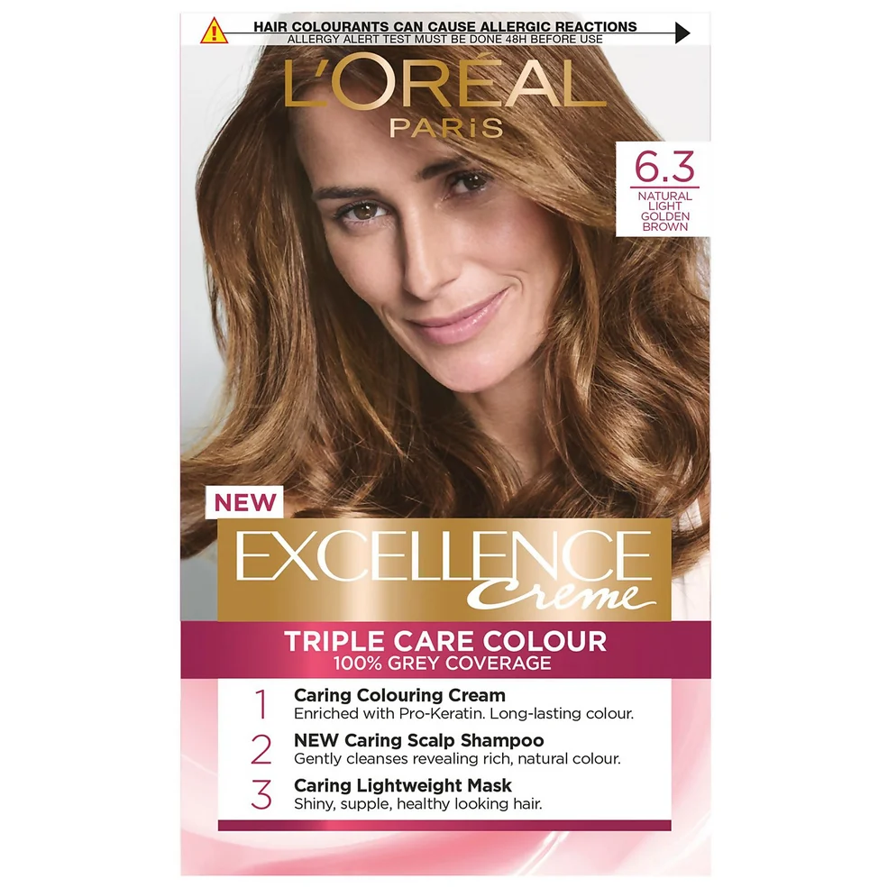 L'Oréal Paris Excellence Crème Permanent Hair Dye - 6.3 Natural Light Golden Blonde Image 1