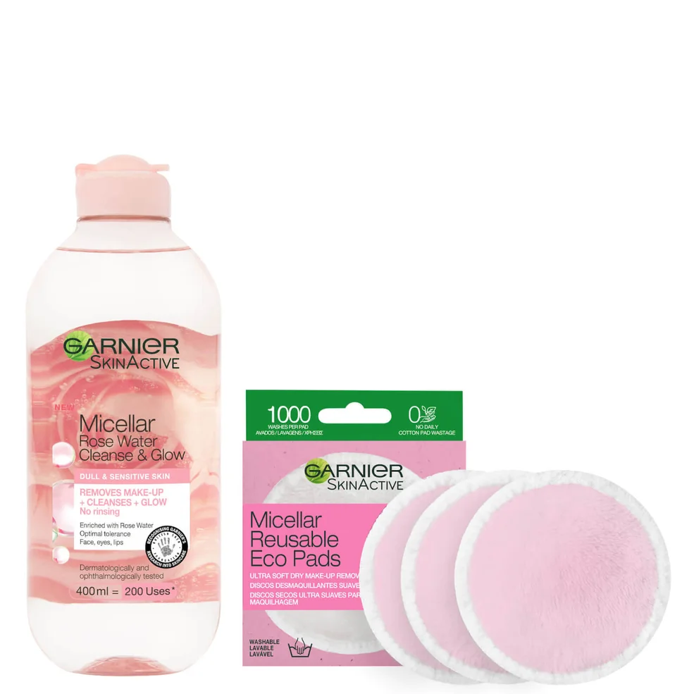 Garnier Makeup Remover Eco Pads and Rose Micellar Water Duo Set Image 1