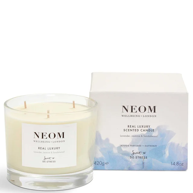 NEOM Real Luxury De-Stress Scented 3 Wick Candle