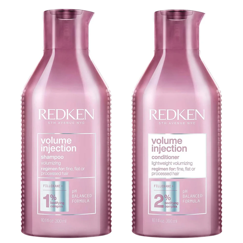Redken Volume Injection Shampoo 300ml and Conditioner 300ml Set for Fine, Flat Hair, Adds Lift and Volume Image 1