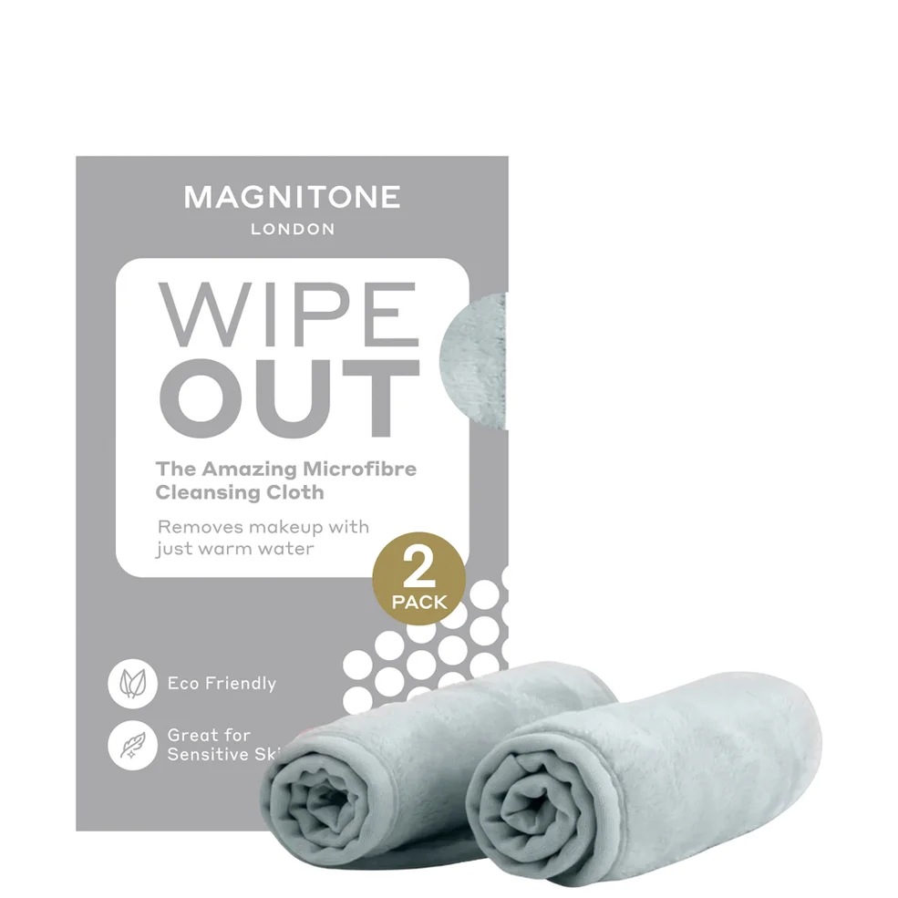 MAGNITONE London WipeOut Microfibre Cleansing Cloths Grey – 2 Pack Image 1