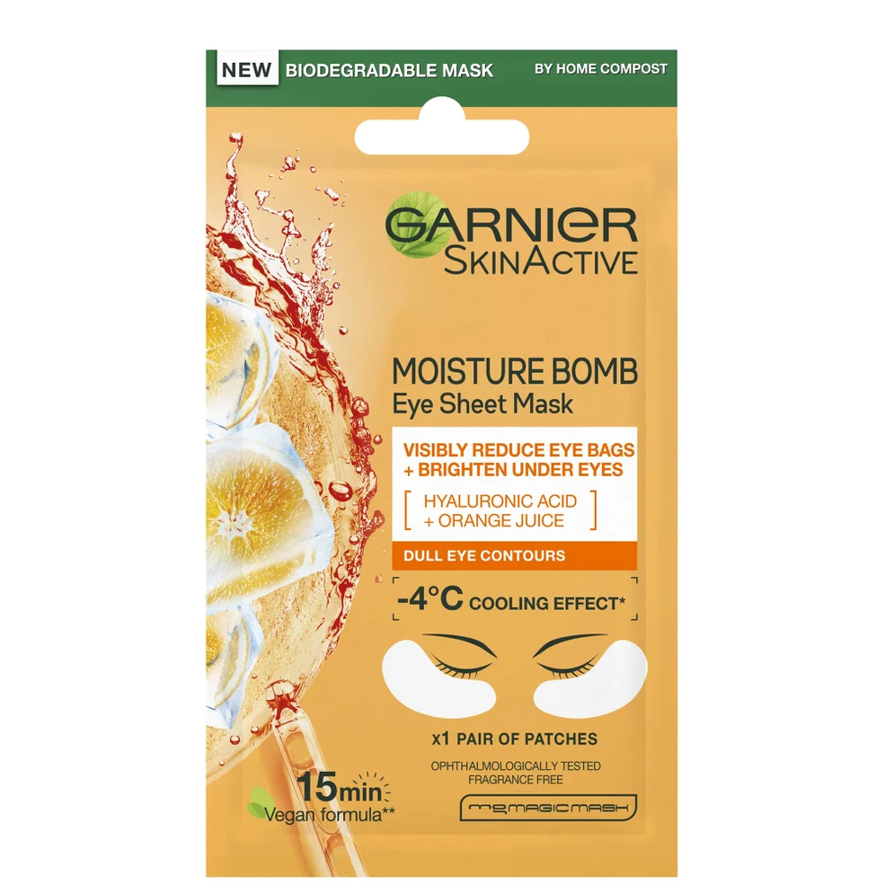 Garnier Hyaluronic Acid and Orange Juice Hydrating Brightening Eye Sheet Mask 6g Image 1