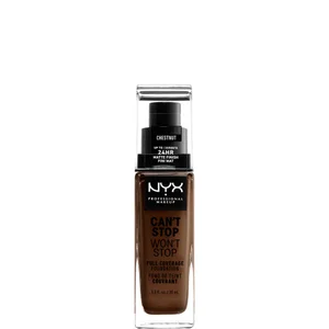 NYX Professional Makeup Can't Stop Won't Stop 24 Hour Foundation (Various Shades) - Shade Chestnut