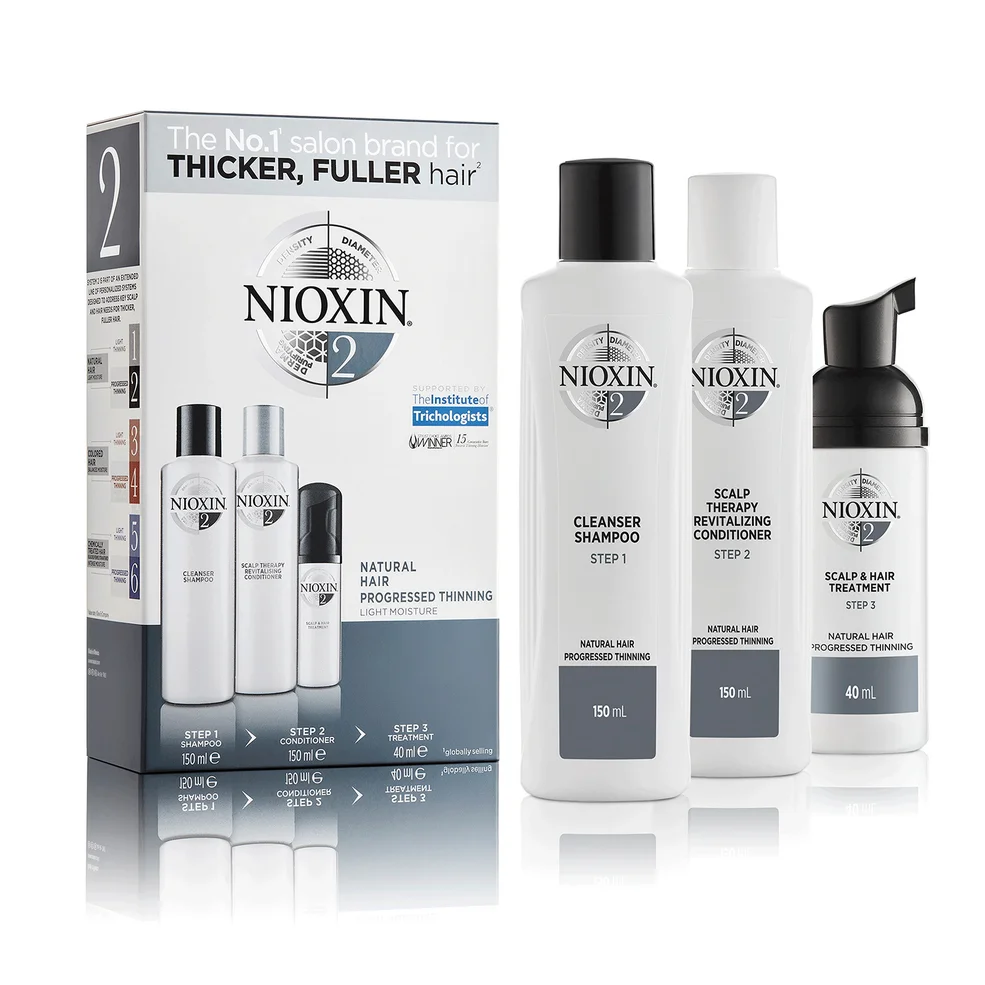 NIOXIN 3-Part System 2 Trial Kit for Natural Hair with Progressed Thinning Image 1