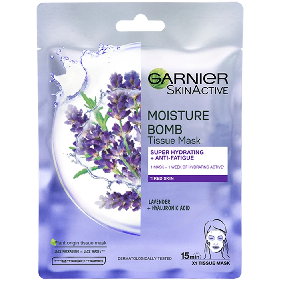 Garnier Moisture Bomb Lavender Hydrating Face Sheet Mask for Fatigued Skin 32g Image 1