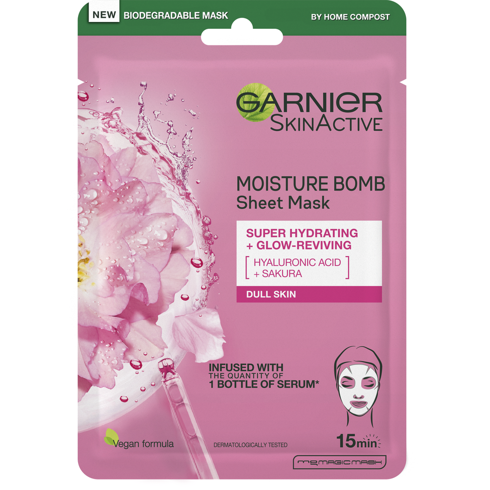 Garnier Moisture Bomb Sakura Hydrating Face Sheet Mask for Dull Skin 32g Image 1