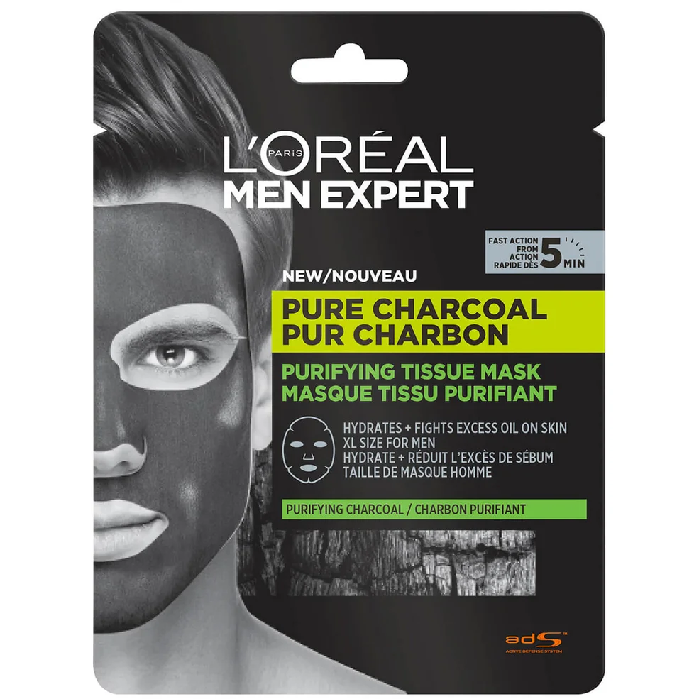 L'Oréal Paris Men Expert Pure Charcoal Purifying Tissue Mask 30g Image 1