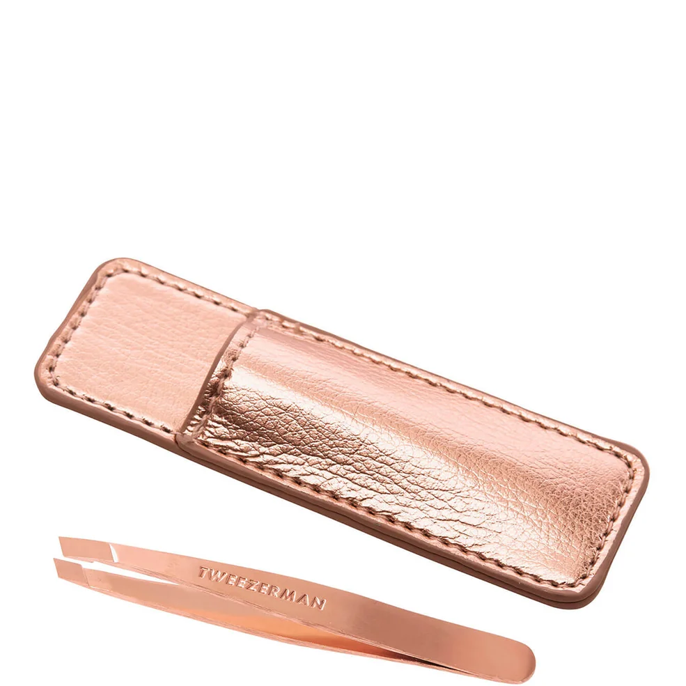 Tweezerman Rose Gold Mini Slant Tweezer with Case Image 1