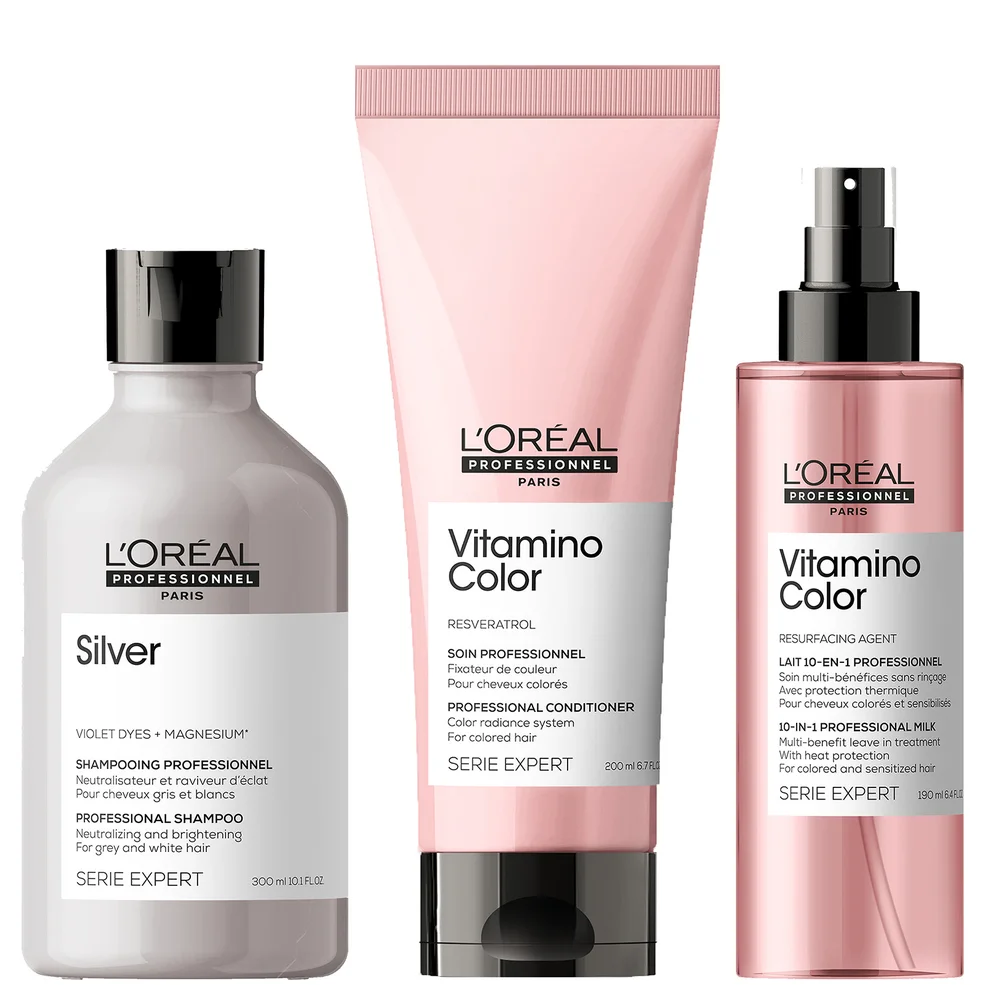 L'Oréal Professionnel Silver and Vitamino at Home Experts for Natural White/Grey Hair Bundle Image 1