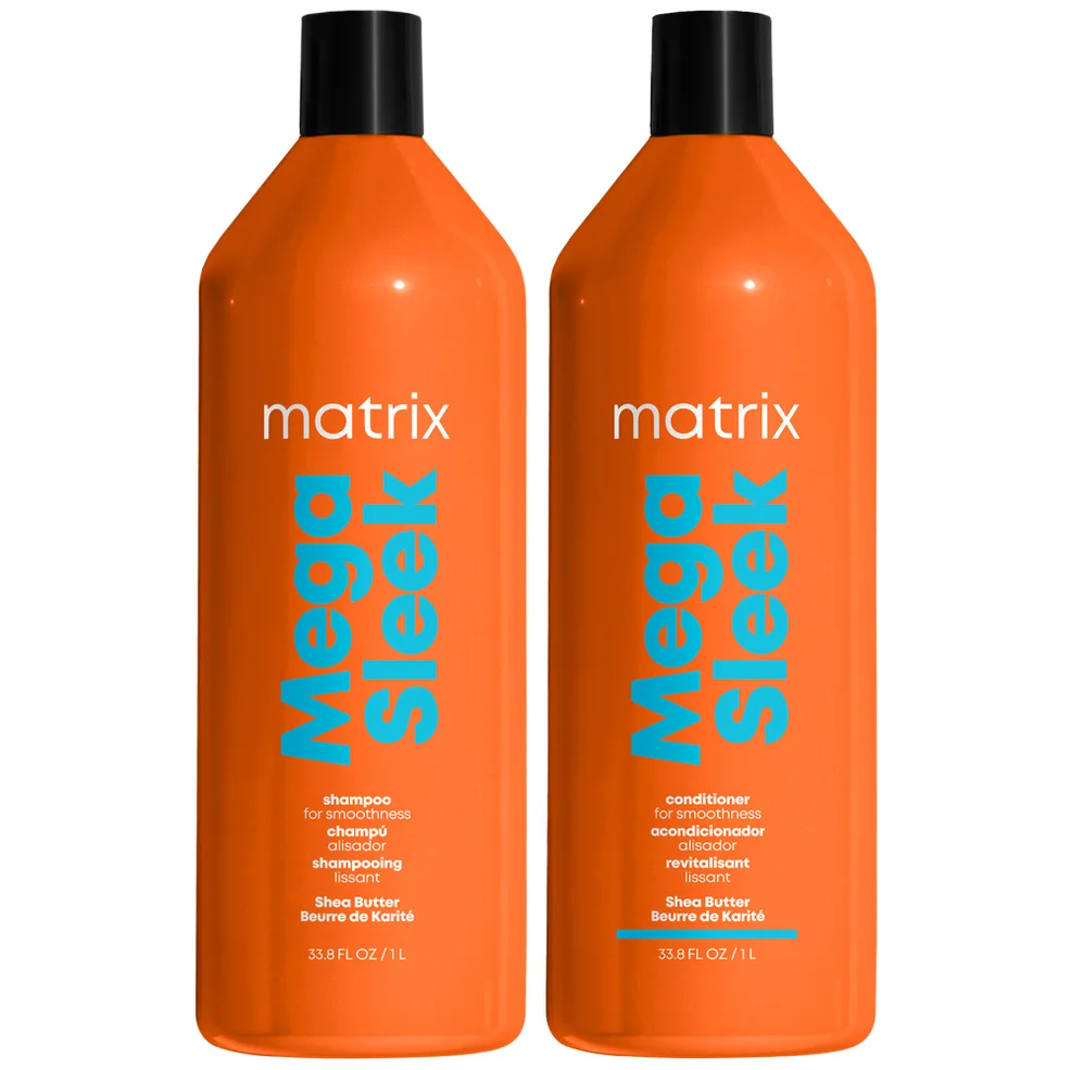Matrix Total Results Mega Sleek Shea Butter Smoothing Shampoo and Conditioner 1000ml Duo for Frizzy Hair Image 1