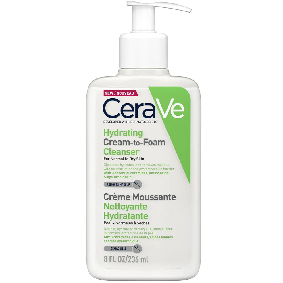 CeraVe Hydrating Cream-to-Foam Cleanser with Amino Acids for Normal to Dry Skin 236ml Image 1