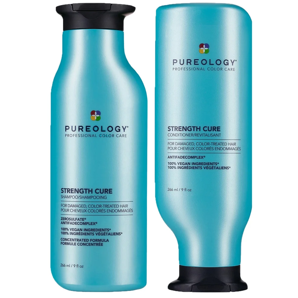 Pureology Strength Cure Shampoo and Conditioner Bundle for Damaged Hair, Sulphate Free for a Gentle Cleanse with Vegan Formulas Image 1