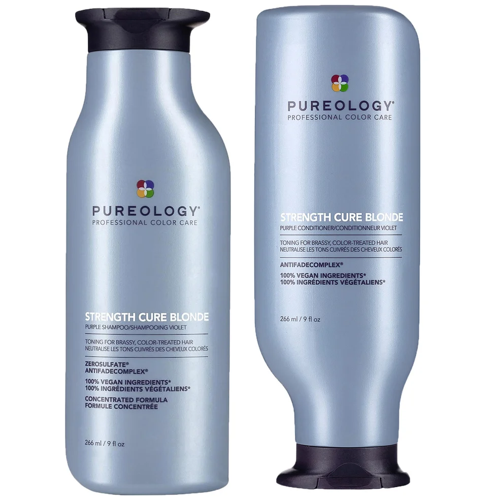 Pureology Strength Cure Blonde Shampoo and Conditioner Strengthening Bundle for Damaged, Blonde Hair with Vegan Formulas Image 1