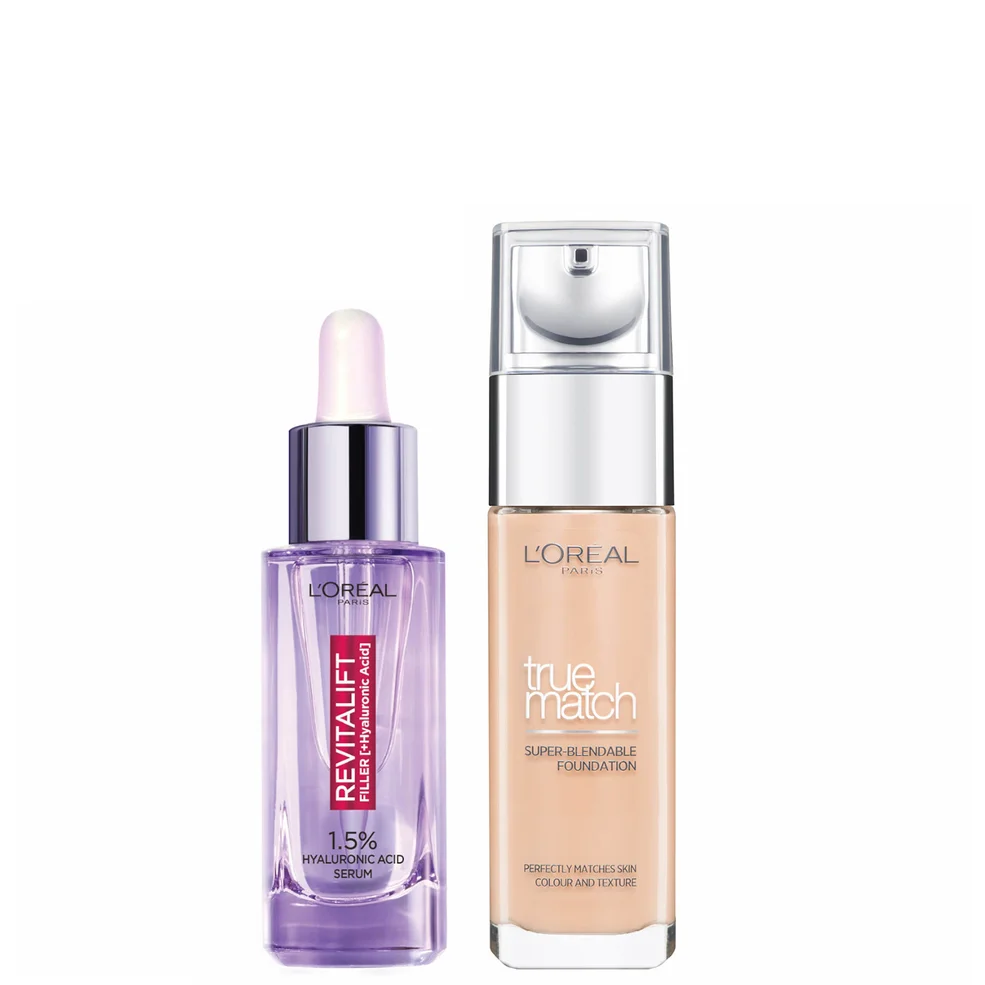 L’Oreal Paris Hyaluronic Acid Filler Serum and True Match Hyaluronic Acid Foundation Duo (Various Shades) Image 1