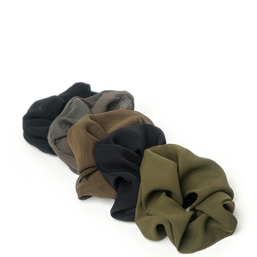 Kitsch Crepe Scrunchies 5 Piece Set (Various Colours) Image 1