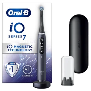 Oral B iO7 Black Electric Toothbrush with Travel Case - Colour Black
