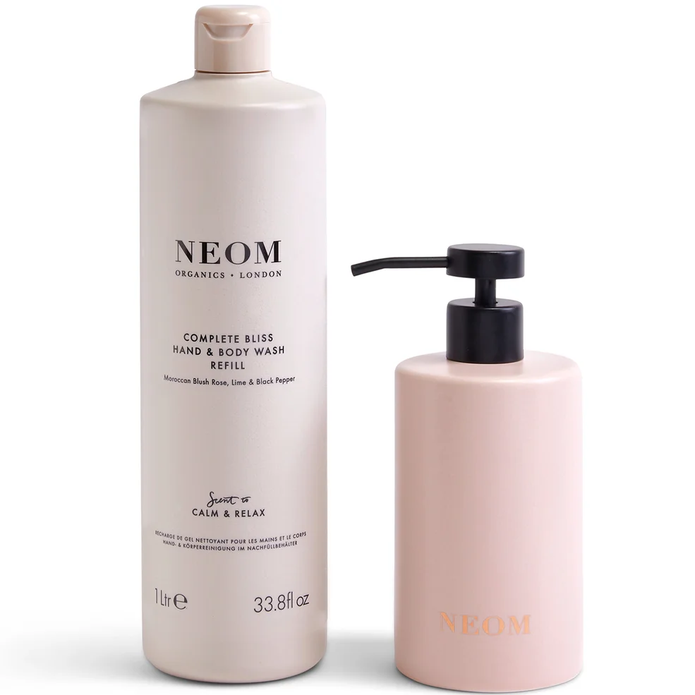 NEOM Complete Bliss Hand Wash Refill and Ceramic Dispenser 1L Image 1