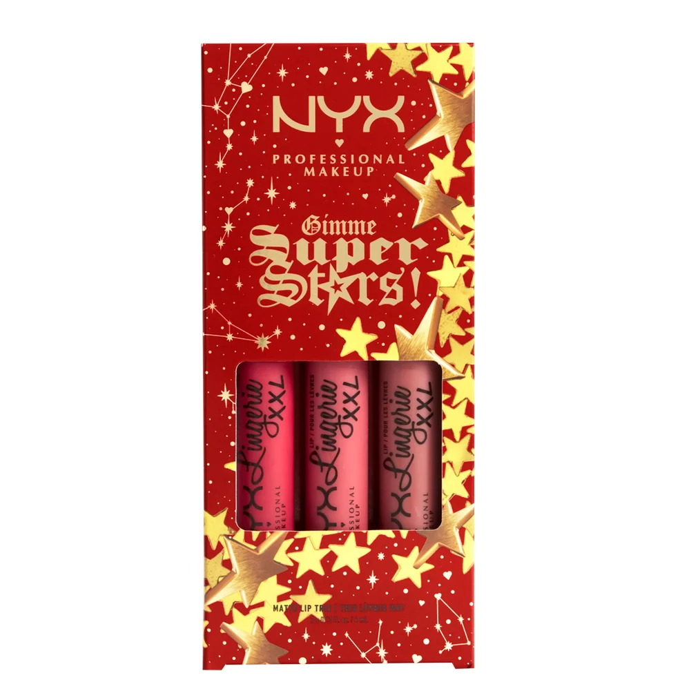 NYX Professional Makeup Gimme Super Stars! Matte Lipstick Trio Warm Berries Gift Set Image 1