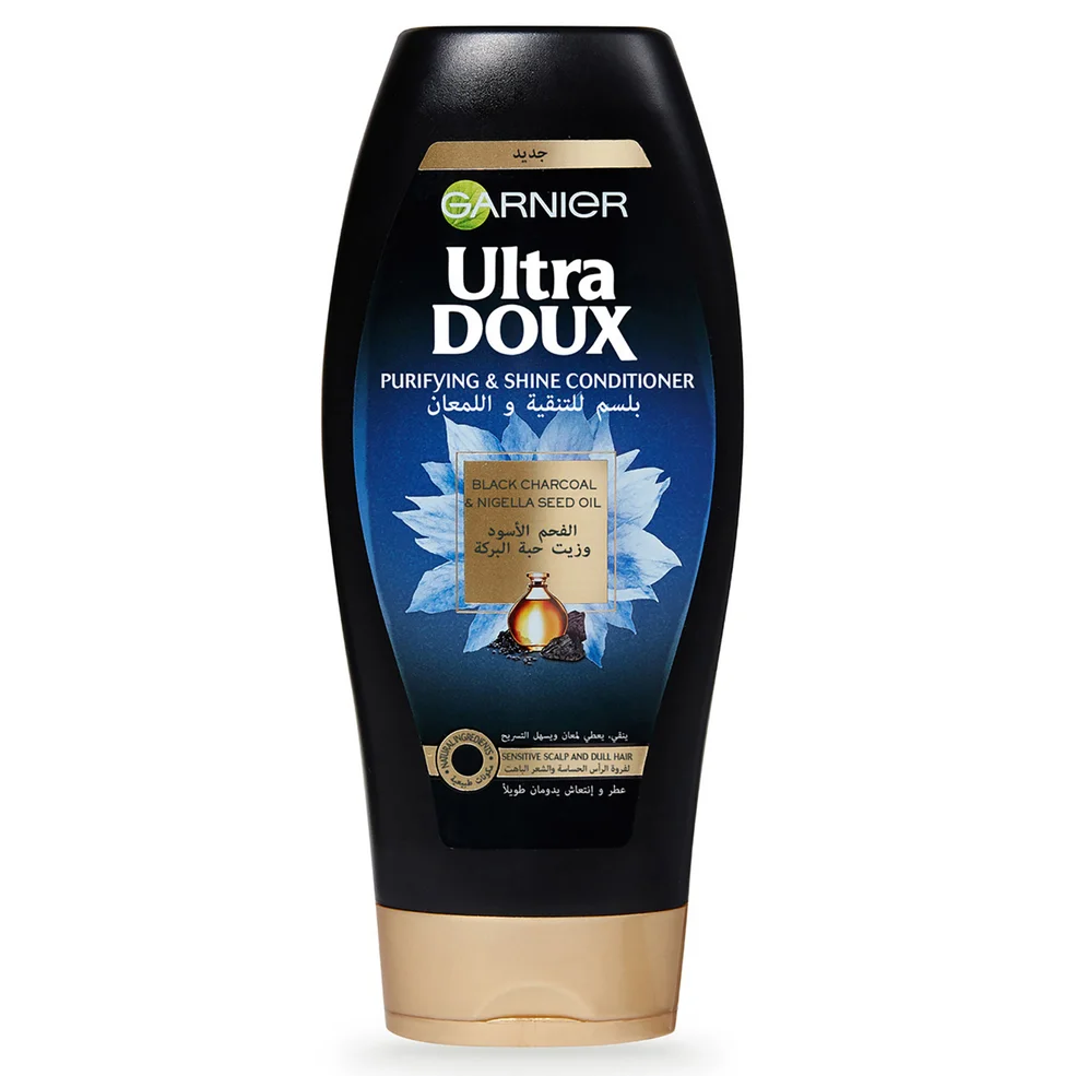 Garnier Ultra Doux Black Charcoal and Nigella Seed Oil Purifying and Shine Conditioner 400ml Image 1
