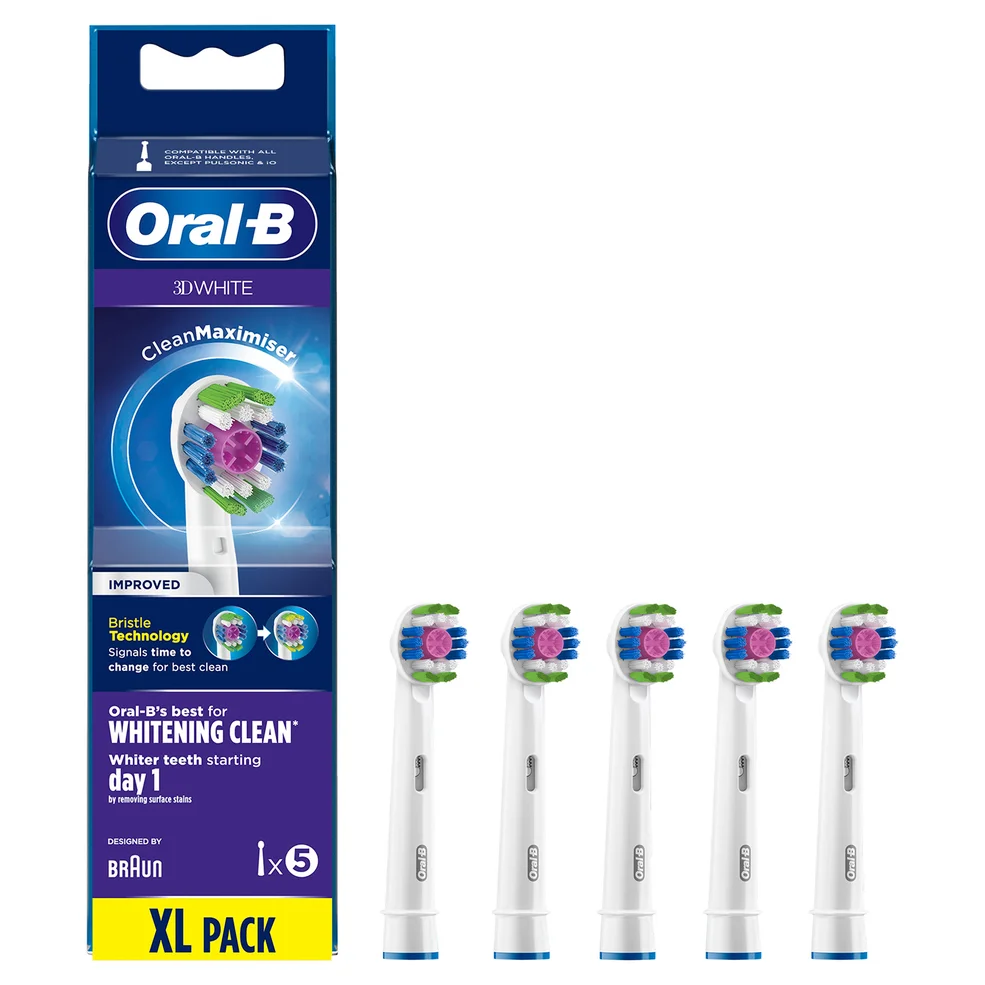 Oral B 3D White Brush Head with Clean Maximiser - 5 Counts Image 1