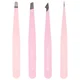 brushworks HD 4 Piece Combination Tweezer Set - Pink