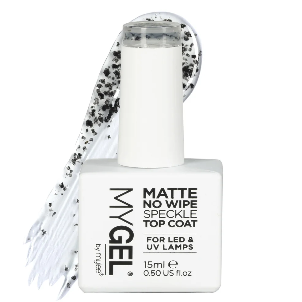 Mylee MyGel Matte No Wipe Black Speckle Top Coat 15ml Image 1