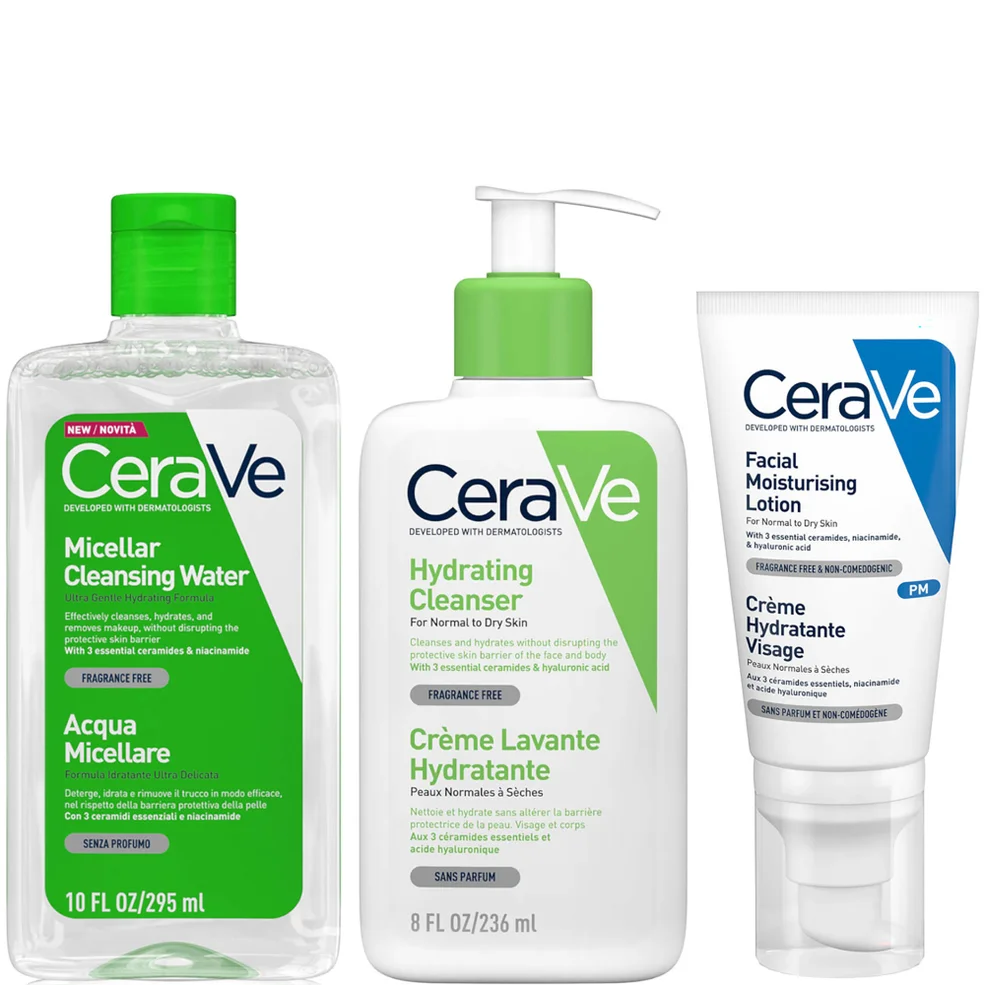 CeraVe Hydrating 3 Step Double Cleanse and Moisturise Bundle Image 1